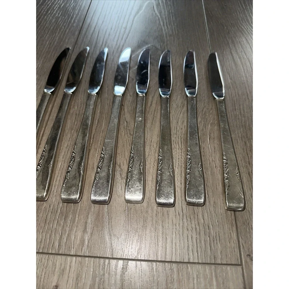 8 Luncheon Knives Flat 1881 Rogers Oneida Proposal Silverplate Knife‎